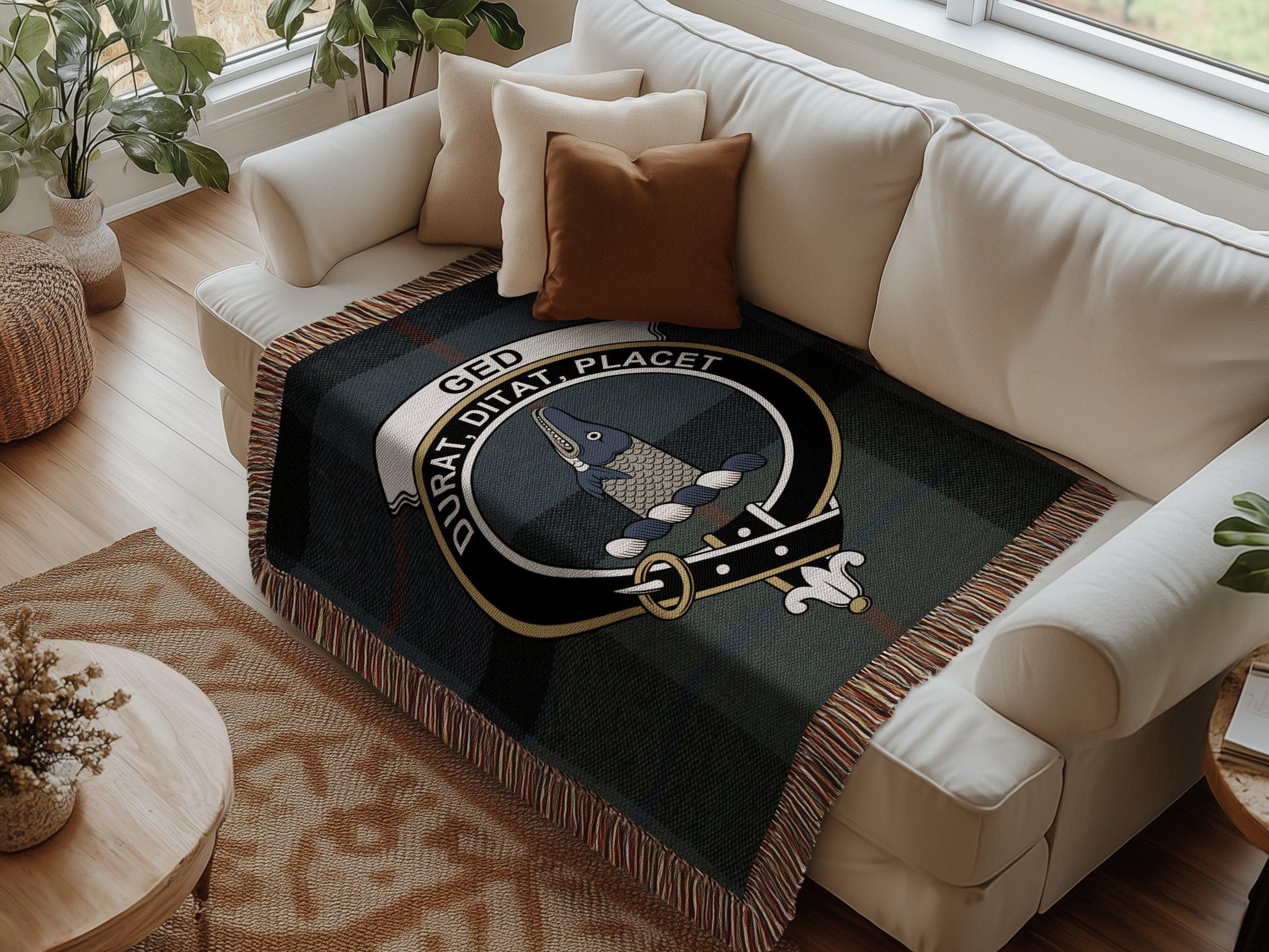 Physical Item Ged Clan Crest Tartan Scottish Woven Blanket