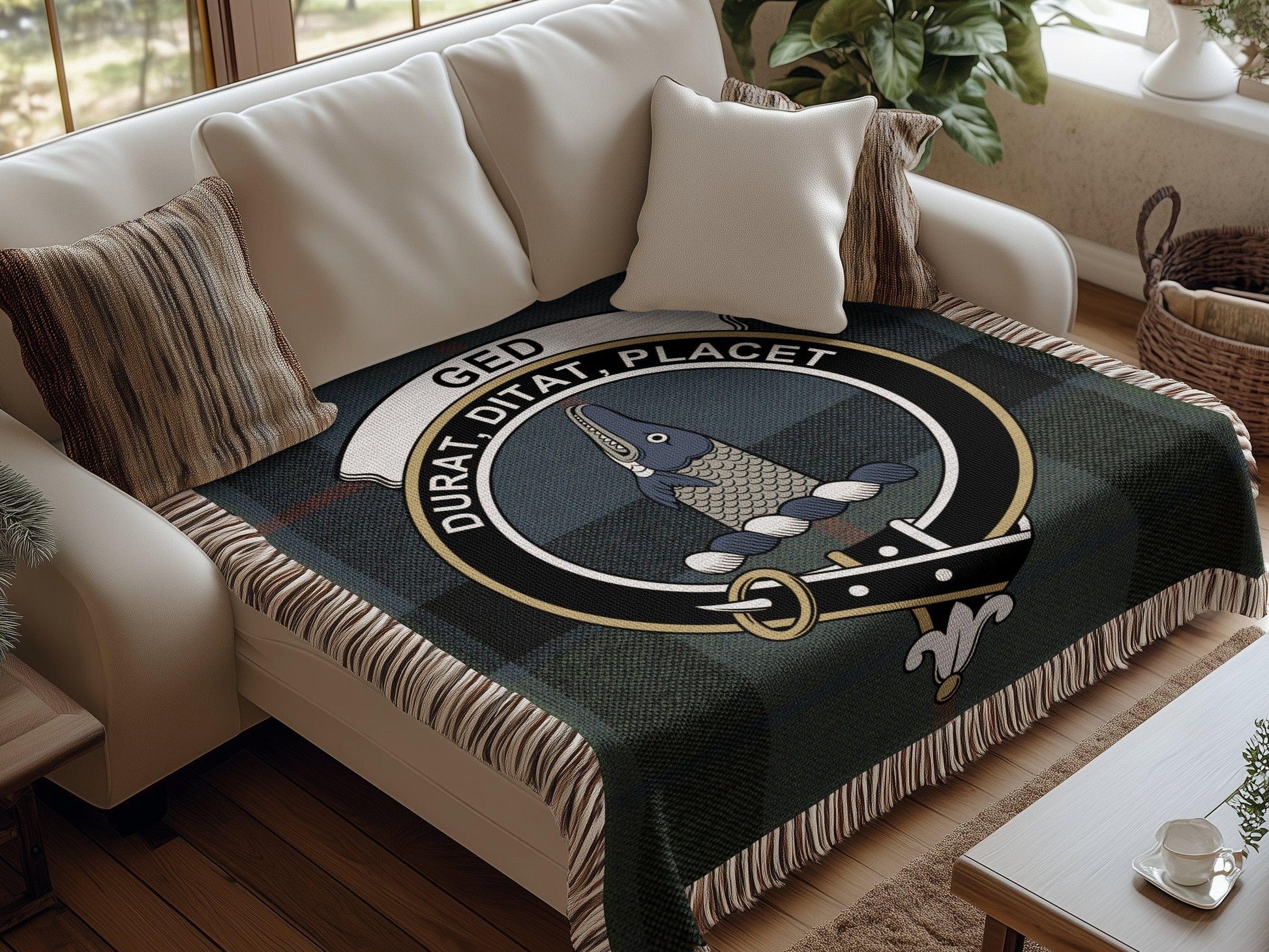 Physical Item Ged Clan Crest Tartan Scottish Woven Blanket