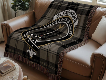 Physical Item Glendinning Clan Crest Tartan Scottish Woven Blanket