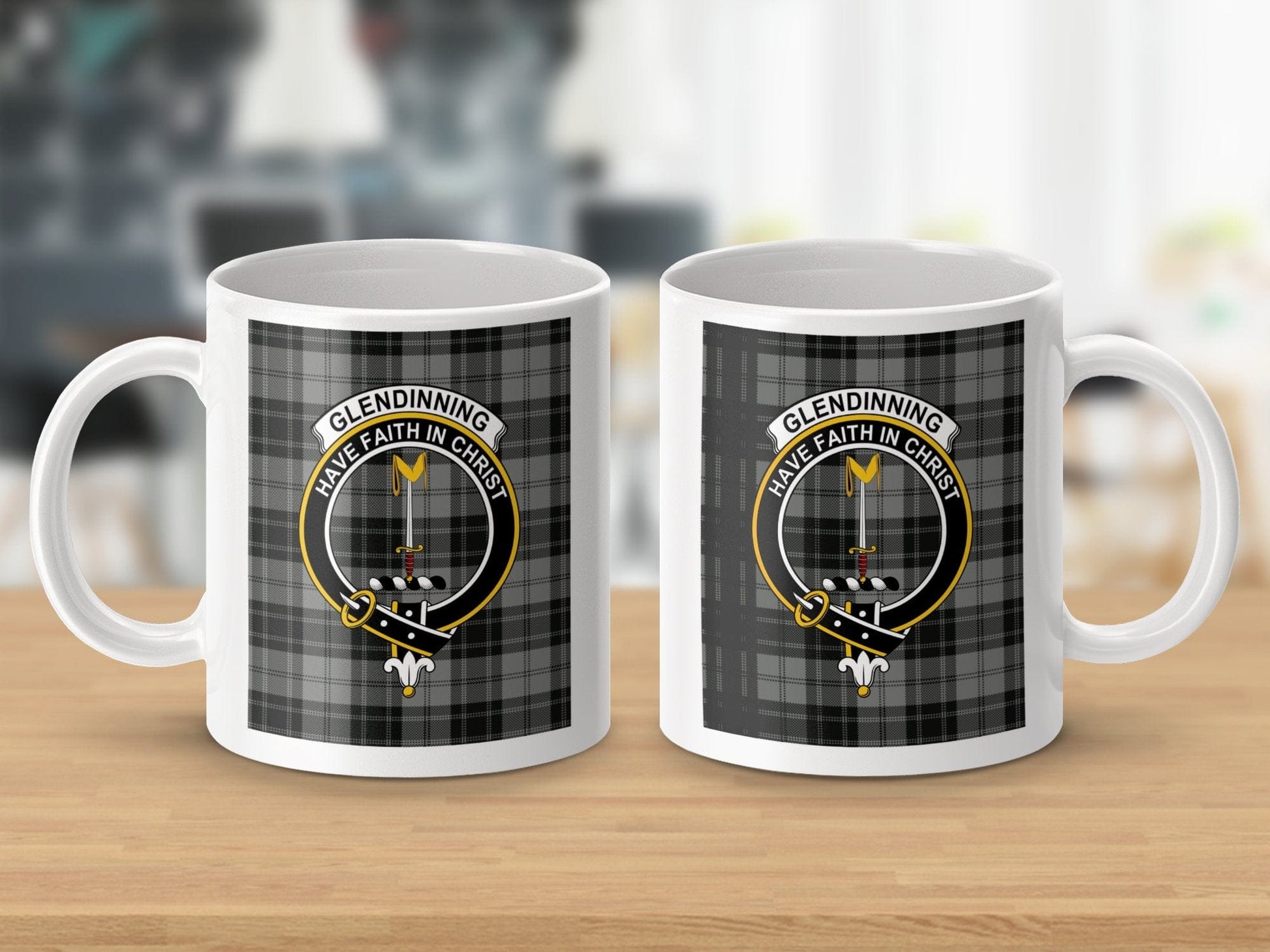 Physical Item Glendinning Clan Scottish Tartan Crest Mug