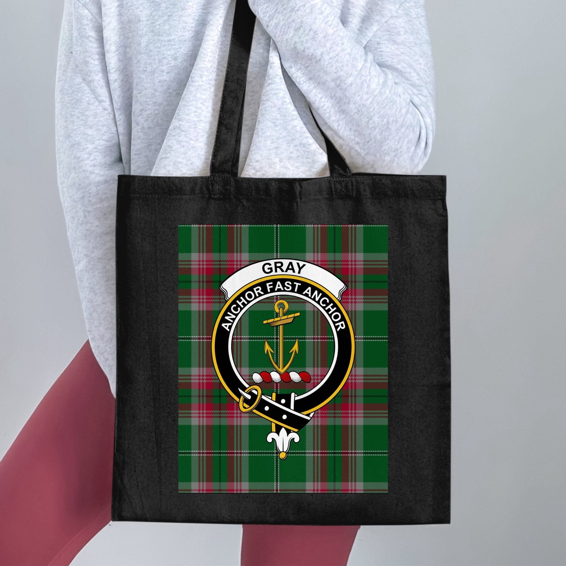 Physical Item Gray anchor fast anchor scottish tartan tote bag