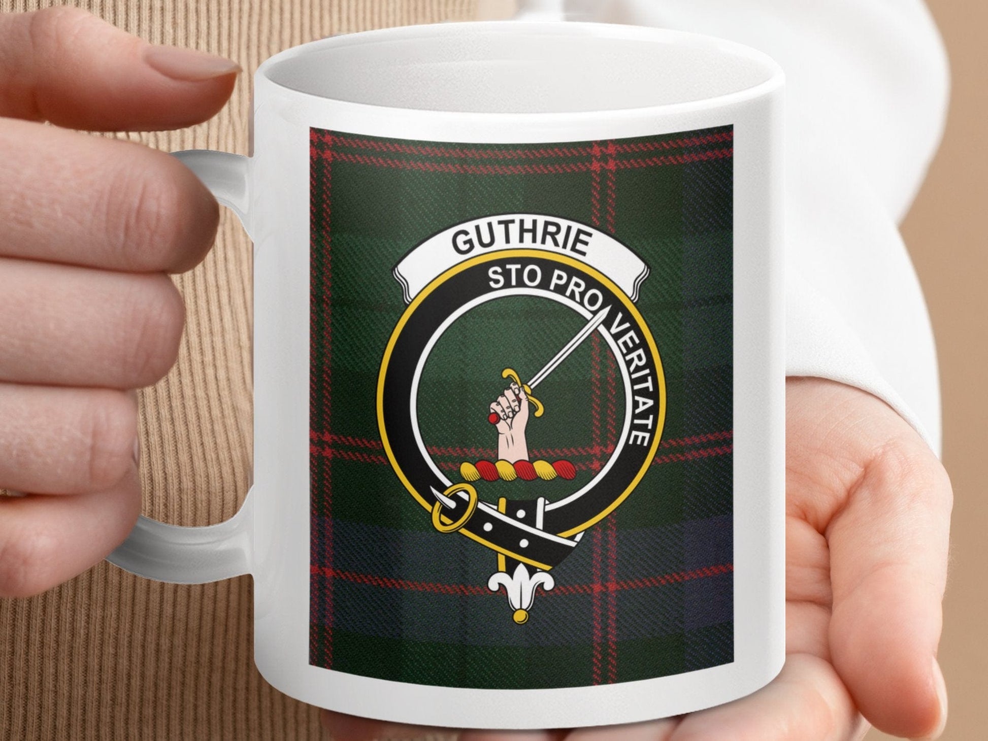 Physical Item Guthrie Clan Scottish Tartan Crest Mug