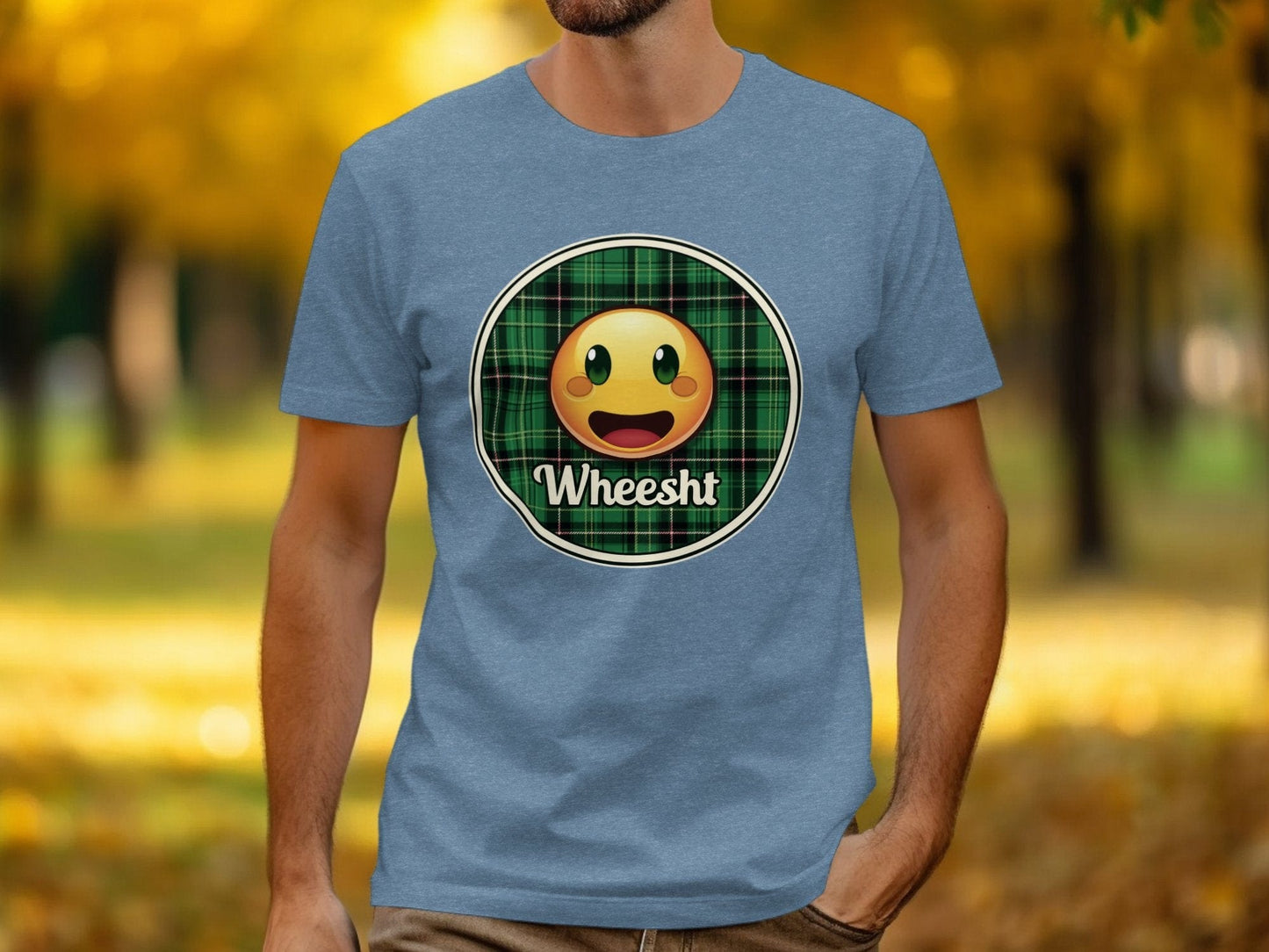 Physical Item Heather Indigo / S Funny Scottish Wheesht Emoji T-Shirts