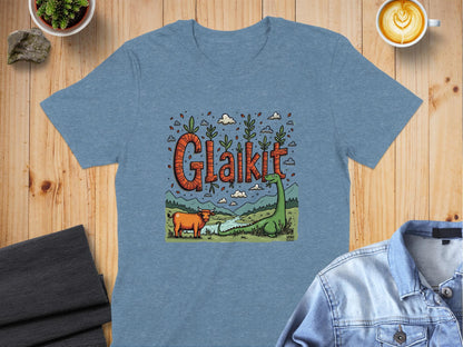 Physical Item Heather Indigo / S Scottish Highland Fun Glaikit Design Novelty T-Shirt