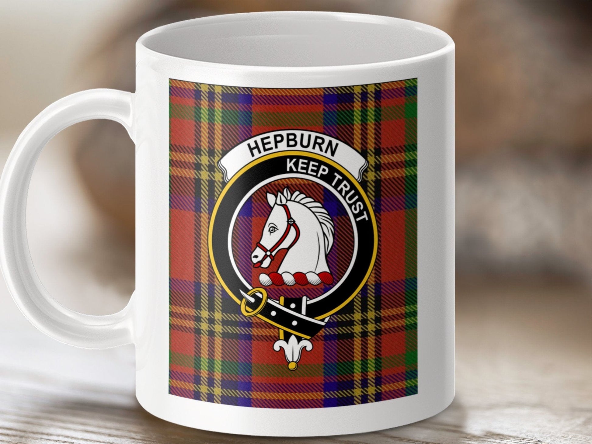 Physical Item Hepburn Clan Scottish Tartan Crest Mug