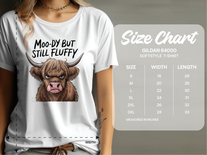 Physical Item Highland Cow T-Shirts Moody But Still Fluffy T-Shirts