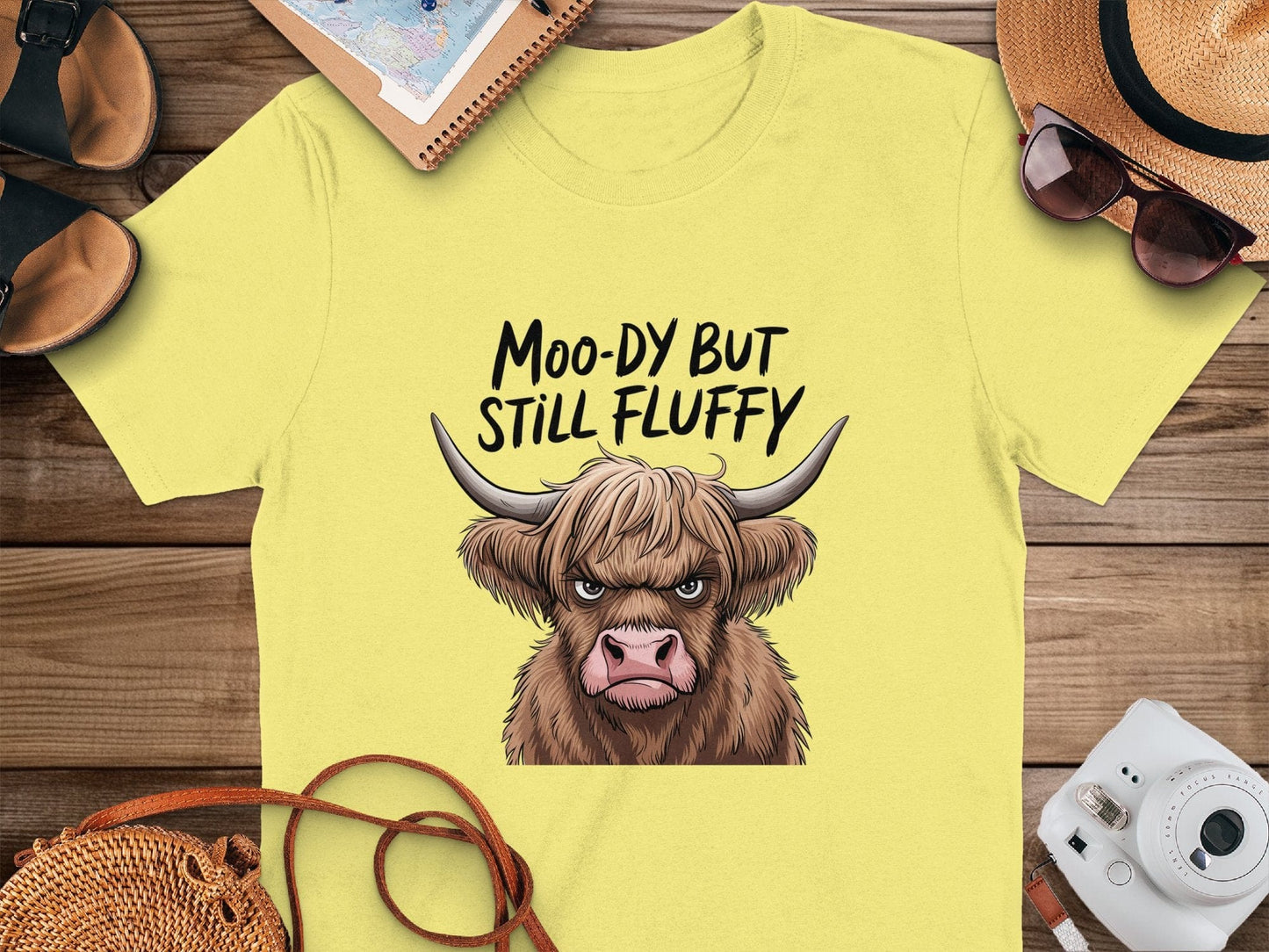 Physical Item Highland Cow T-Shirts Moody But Still Fluffy T-Shirts