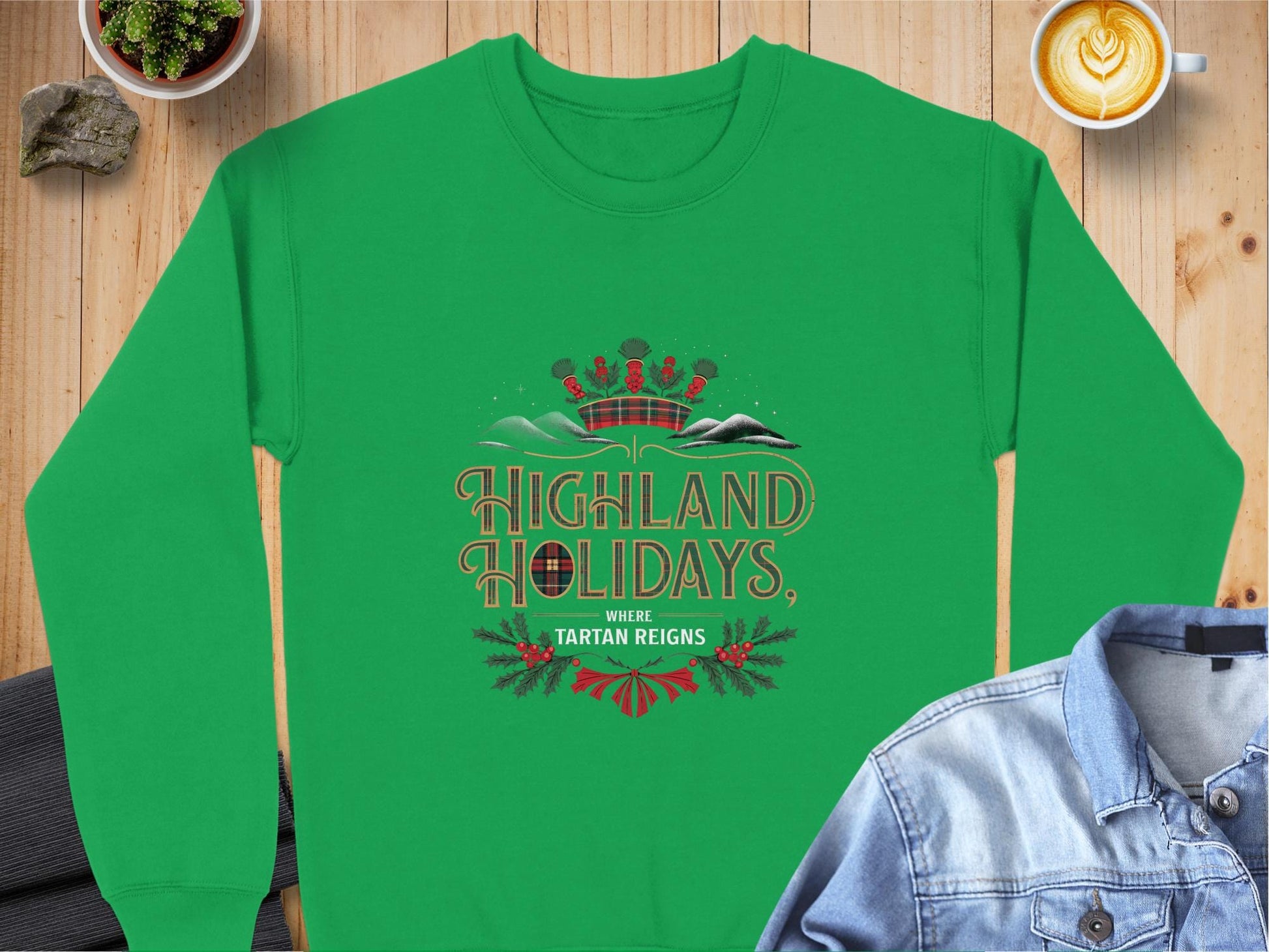 Physical Item Highland Holidays Scottish Christmas Theme Sweatshirts