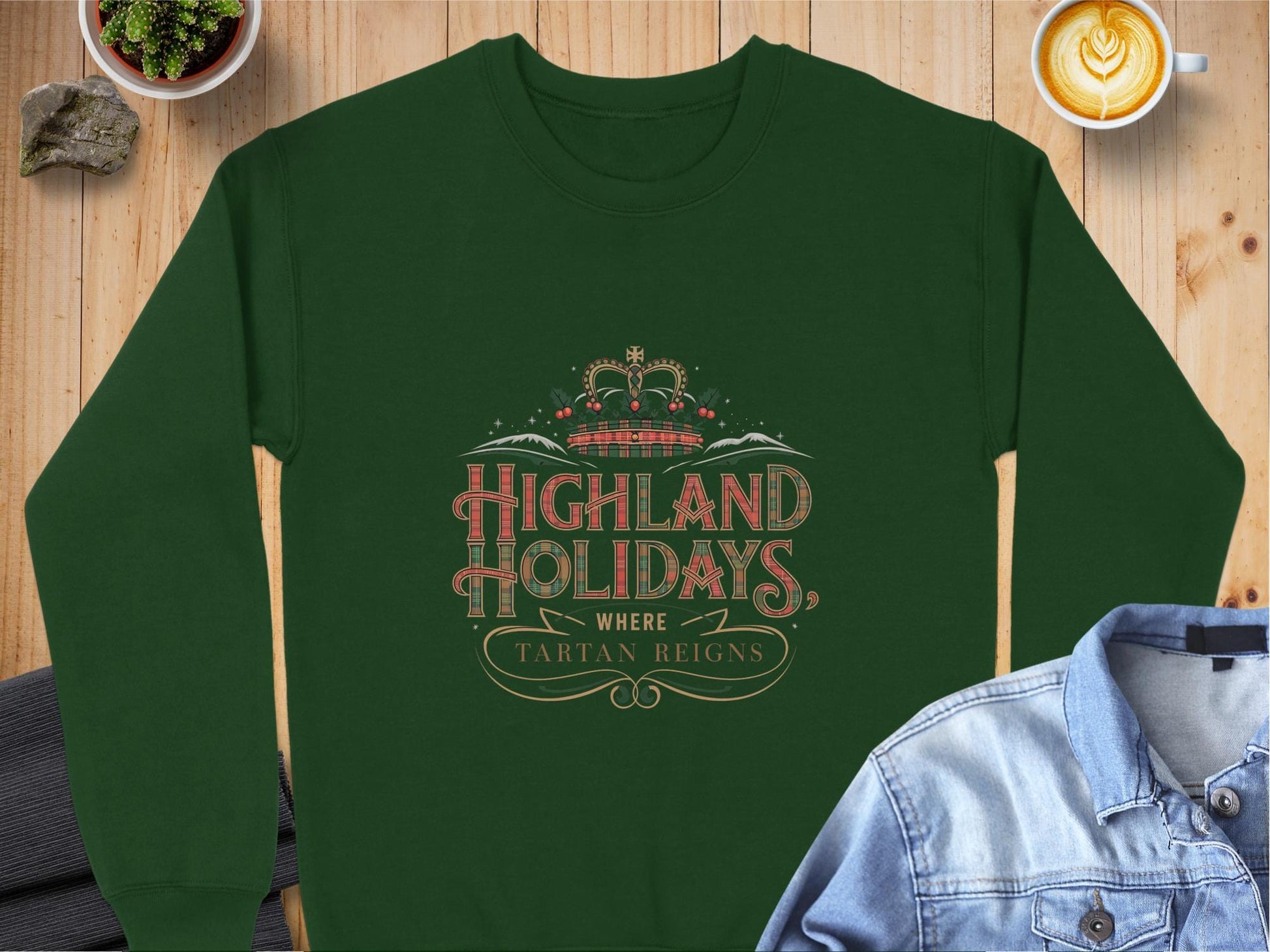 Physical Item Highland Holidays Where Tartan Reigns Sweatshirts