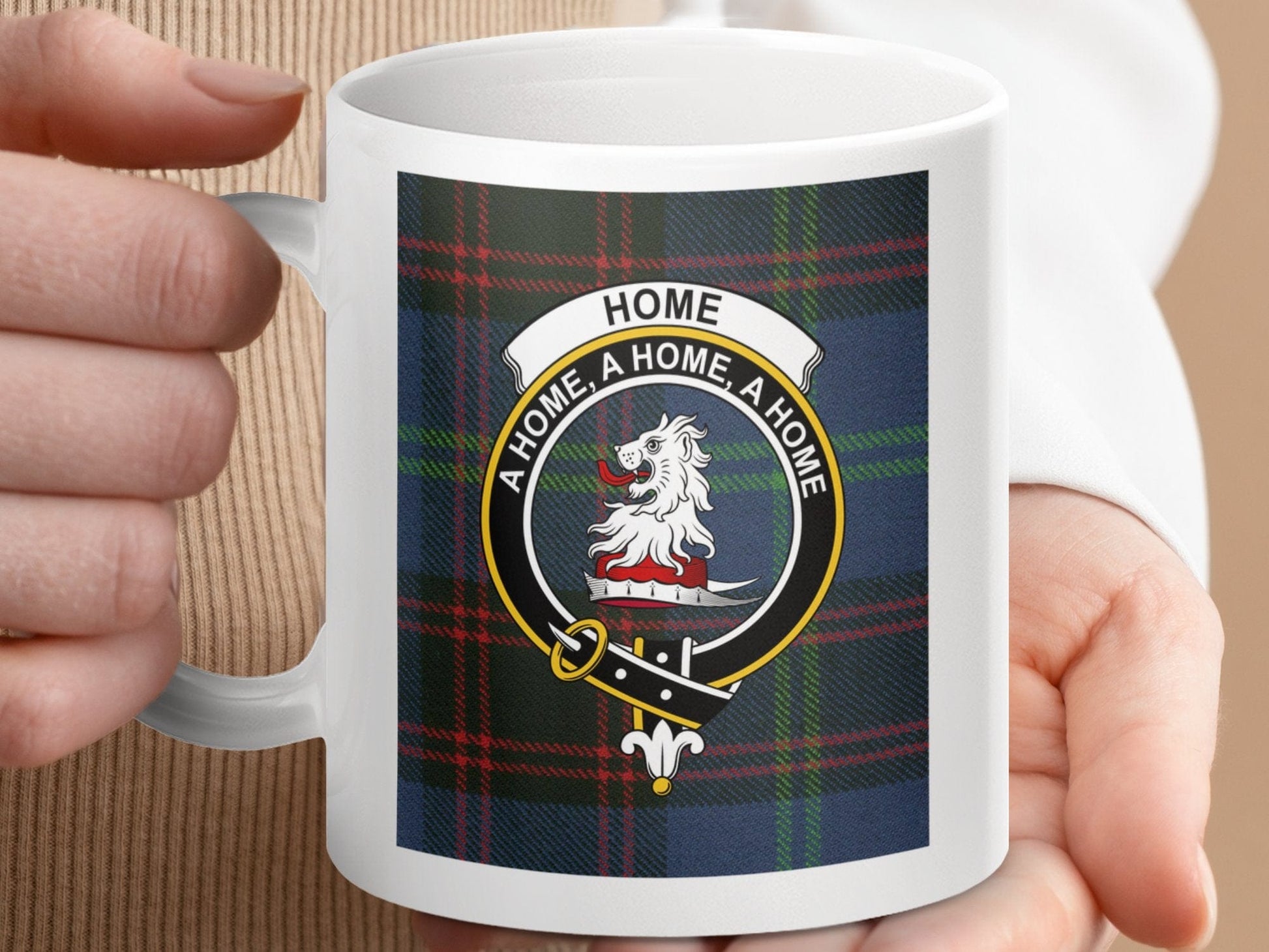 Physical Item HOME A HOME A HOME Lion Scottish Tartan Crest mug