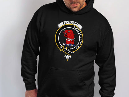 Physical Item Hoodies / S / Black Pentland Clan Crest Scottish Tartan long sleeve tee sweatshirt hoodie