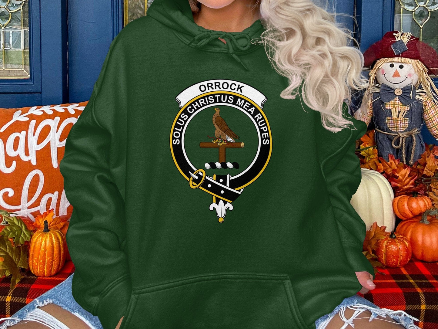 Physical Item Hoodies / S / Forest Green Orrock Scottish Clan Crest Tartan long sleeve tee sweatshirt hoodie