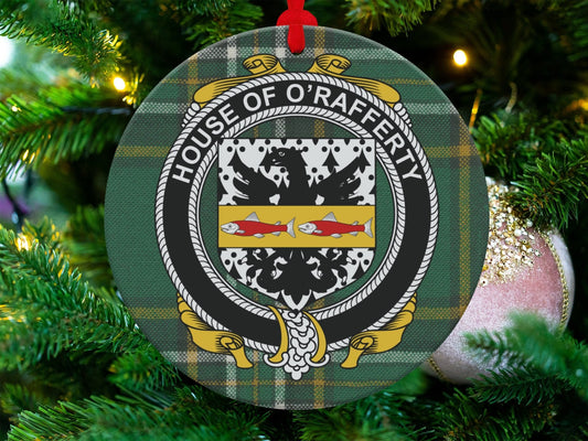 Physical Item House O'Rafferty Crest Irish surname tartan ornaments