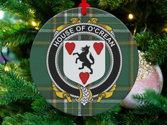 Physical Item House of O'Crean Crest Irish tartan Christmas Ornaments