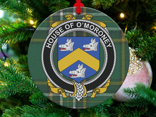 Physical Item House of O'Moroney Crest Irish surname tartan ornament decoration Ornaments