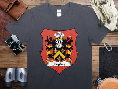 Physical Item Hughes Welsh Surname Coat of Arms Design T-Shirt