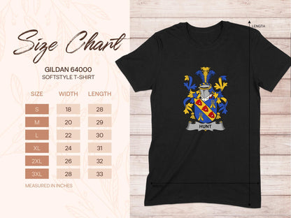 Physical Item Hunt Surname Irish Heraldry Unisex T-Shirt