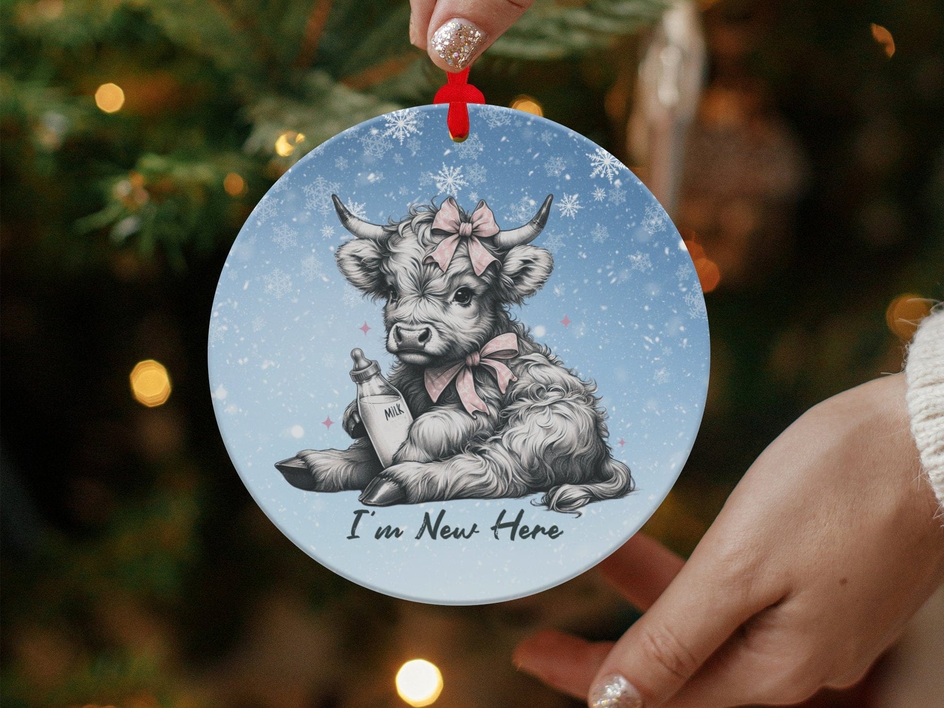 Physical Item I'm New Here Highland Cow Christmas Ornament T-Shirts