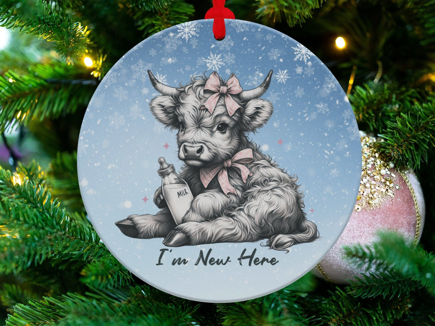 Physical Item I'm New Here Highland Cow Christmas Ornament T-Shirts