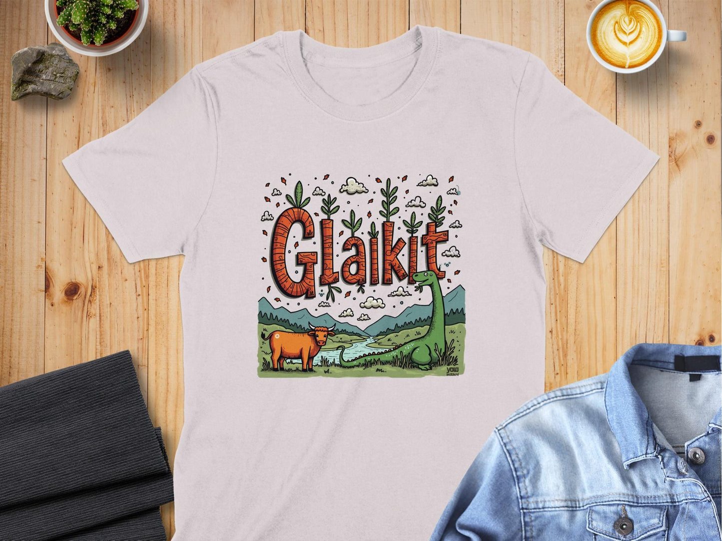 Physical Item Ice Grey / S Scottish Highland Fun Glaikit Design Novelty T-Shirt