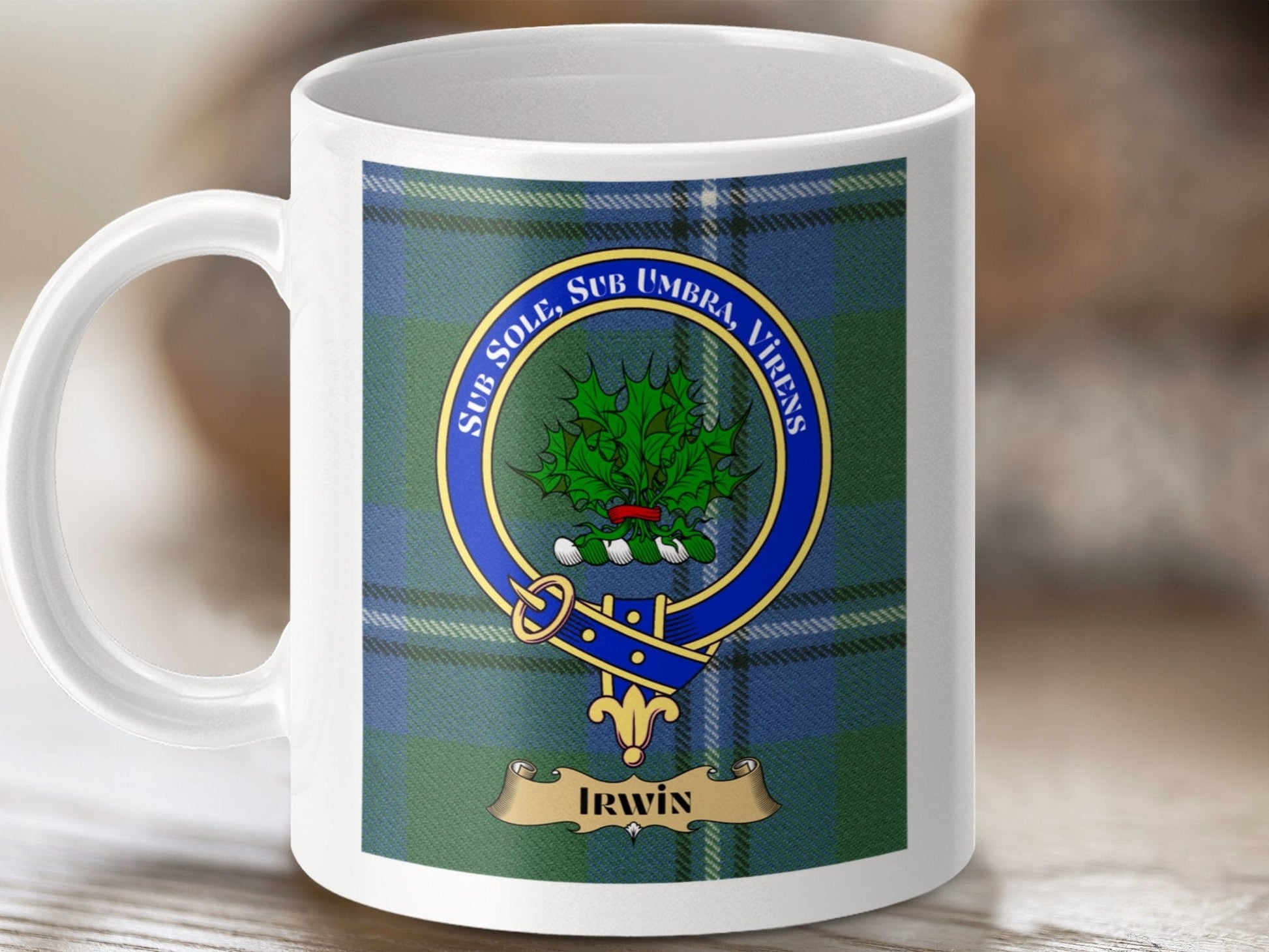 Physical Item Irwin Clan Scottish Tartan Crest Mug