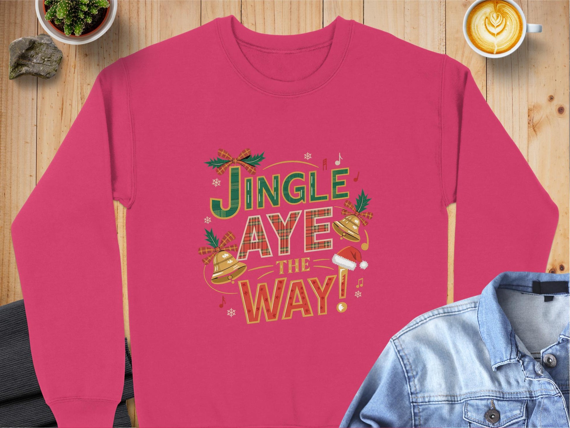 Physical Item Jingle Aye The Way Holiday Theme Christmas Sweatshirts