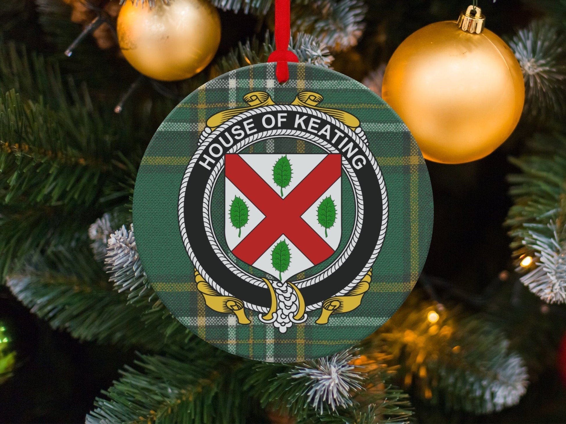 Physical Item Keating Crest Irish tartan Christmas Ornament Decoration