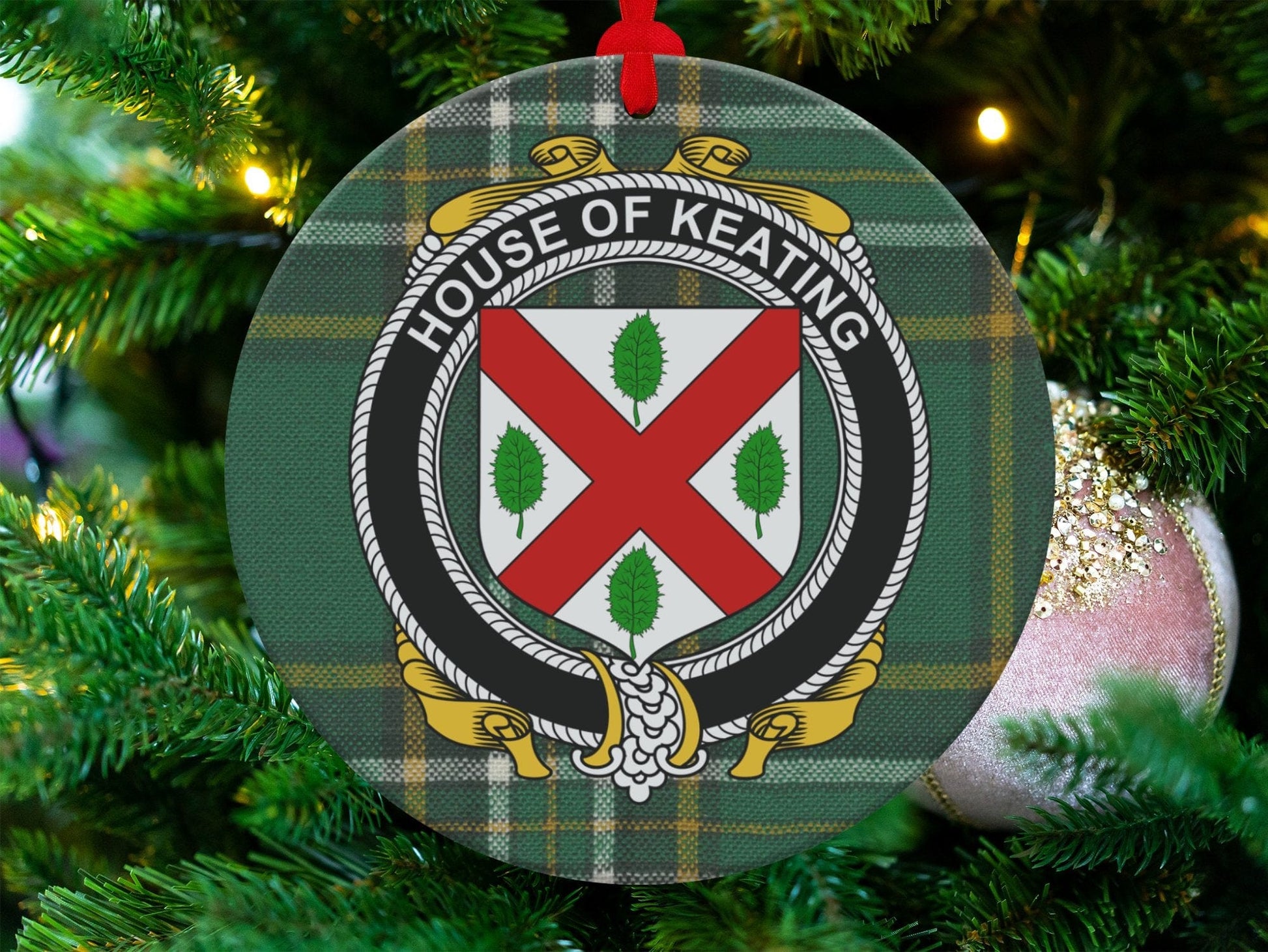 Physical Item Keating Crest Irish tartan Christmas Ornament Decoration