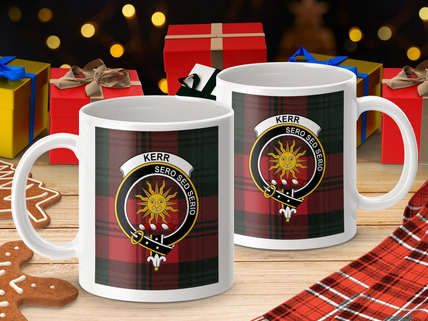 Physical Item Kerr Clan Scottish Tartan Crest Sun Design Mug