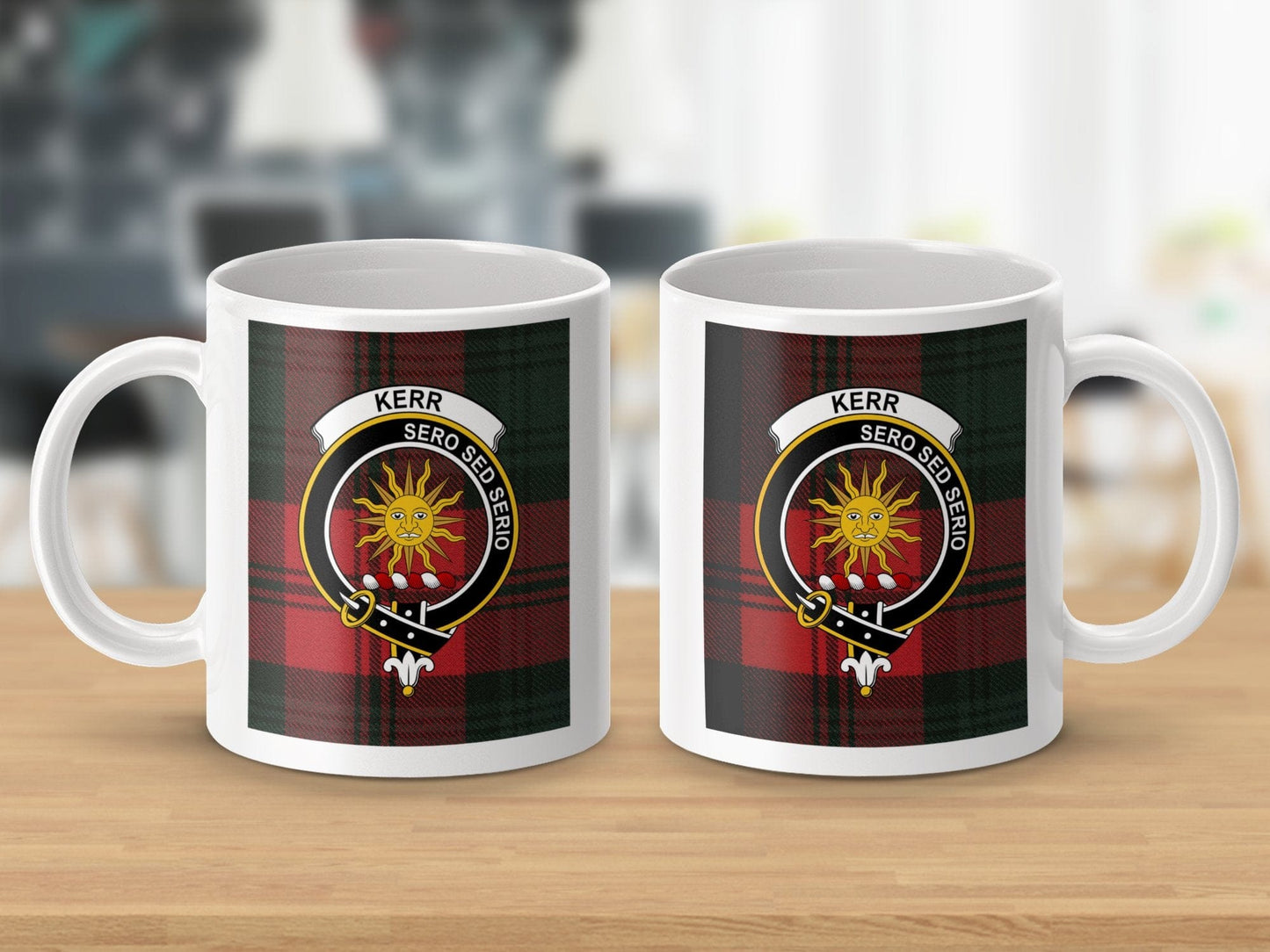 Physical Item Kerr Clan Scottish Tartan Crest Sun Design Mug