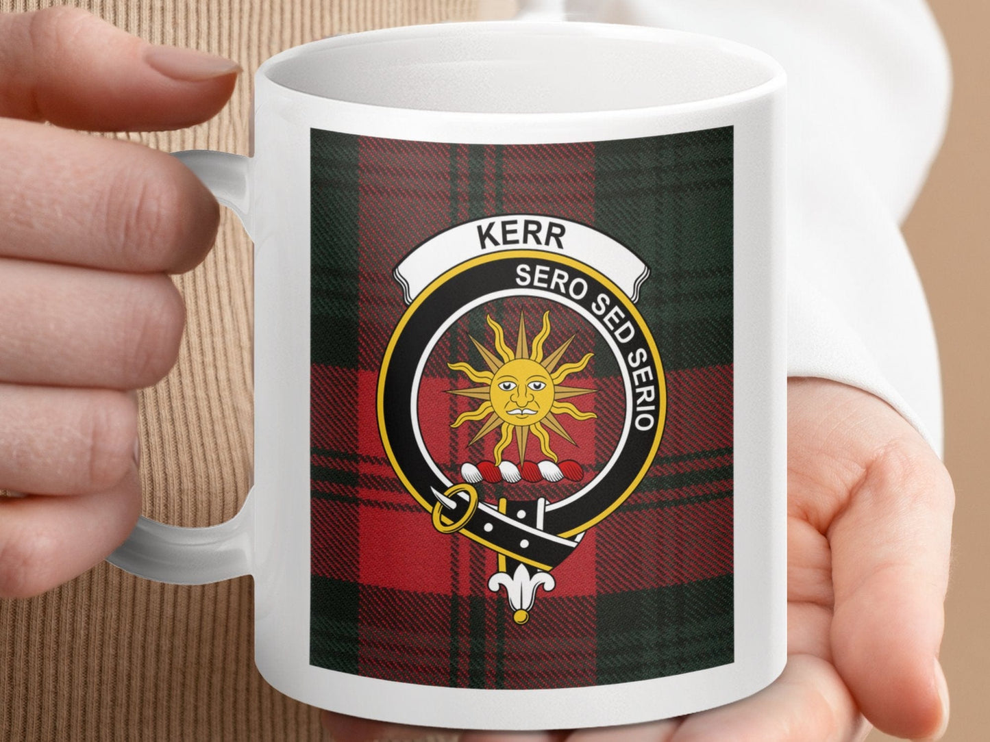 Physical Item Kerr Clan Scottish Tartan Crest Sun Design Mug