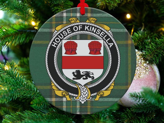 Physical Item Kinsella Crest Irish tartan Christmas ornament Ornaments