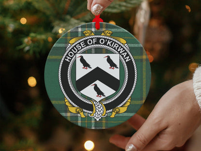 Physical Item Kirwan Crest Irish Surname Tartan Christmas Ornaments