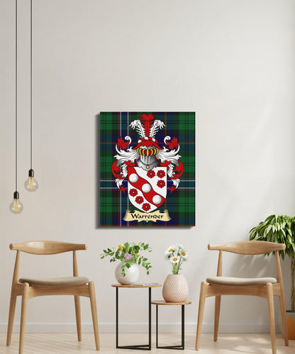 Warrender Clan Coat of Arms Tartan Canvas Wrap - Celtic Ancestry Gifts