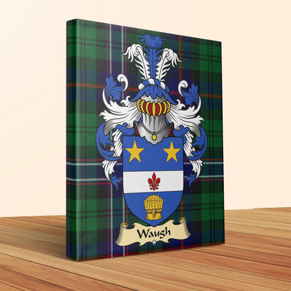 Physical Item Large 20" x 24" Waugh Clan Coat of Arms Tartan Canvas Wrap