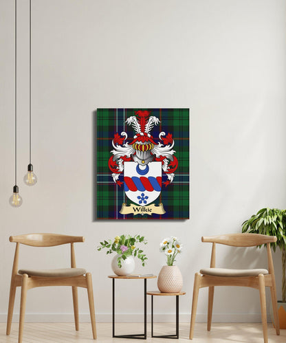 Physical Item Large 20" x 24" Wilkie Clan Coat of Arms Tartan Canvas Wrap