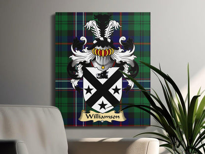 Physical Item Large 20" x 24" Williamson Clan Coat of Arms Tartan Canvas Wrap