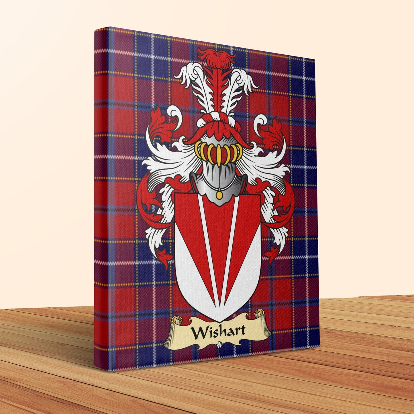 Physical Item Large 20" x 24" Wishart Clan Coat of Arms Tartan Canvas Wrap