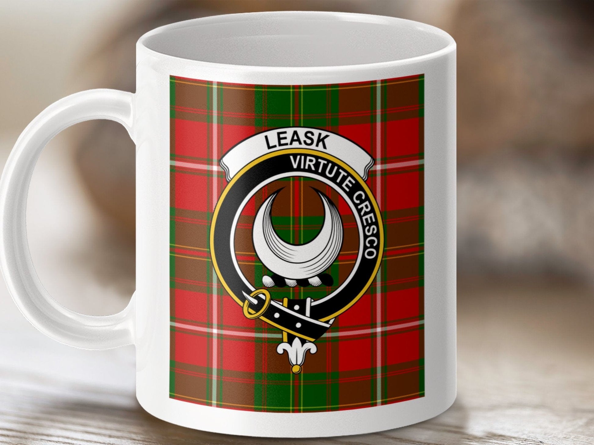 Physical Item Leask Clan Scottish Tartan Crest Mug