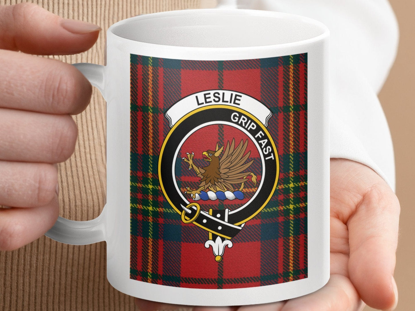 Physical Item Leslie Clan Scottish Tartan Crest Mug