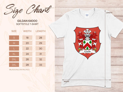 Physical Item Lewis Surname Coat of Arms Crest Family Heritage T-Shirt