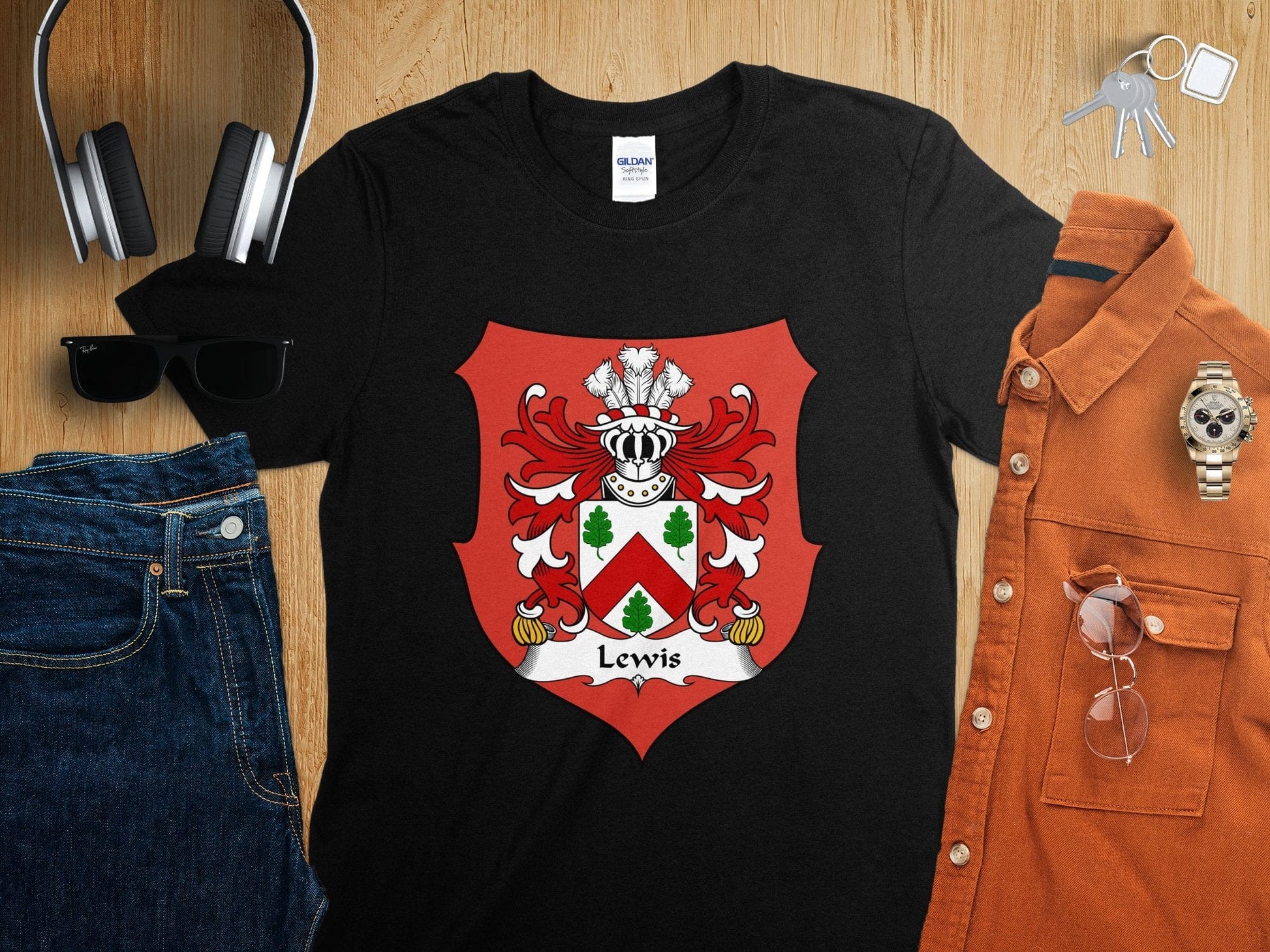 Physical Item Lewis Surname Coat of Arms Crest Family Heritage T-Shirt