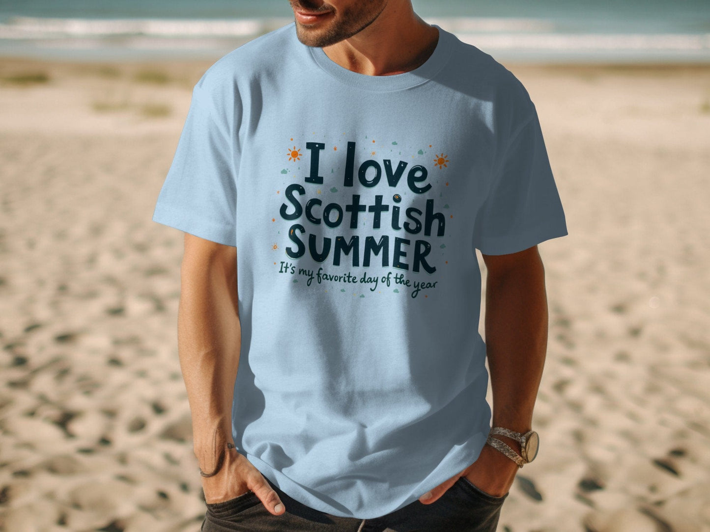 Physical Item Light Blue / S Celebrate Scottish Summer Fun with I Love Quote T-Shirt