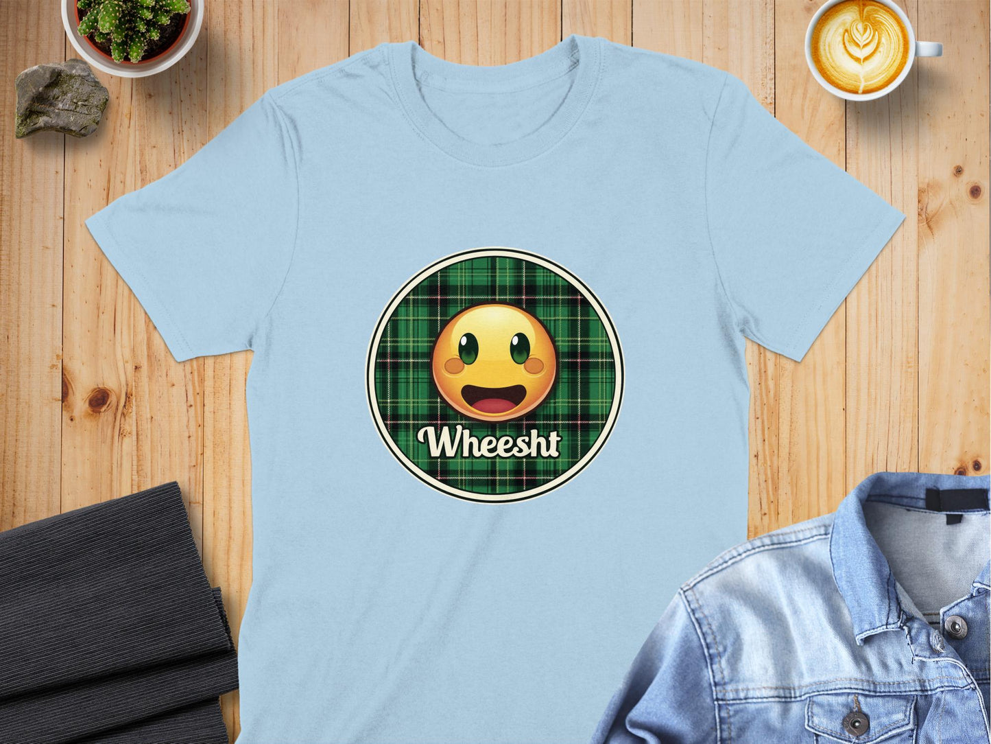 Physical Item Light Blue / S Funny Scottish Wheesht Emoji T-Shirts