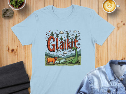 Physical Item Light Blue / S Scottish Highland Fun Glaikit Design Novelty T-Shirt