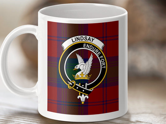 Physical Item Lindsay Clan Scottish Tartan Crest Mug