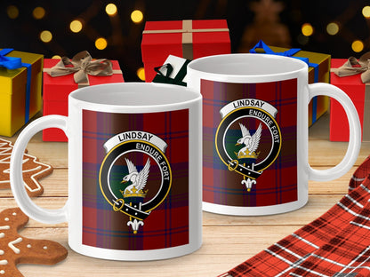 Physical Item Lindsay Clan Scottish Tartan Crest Mug