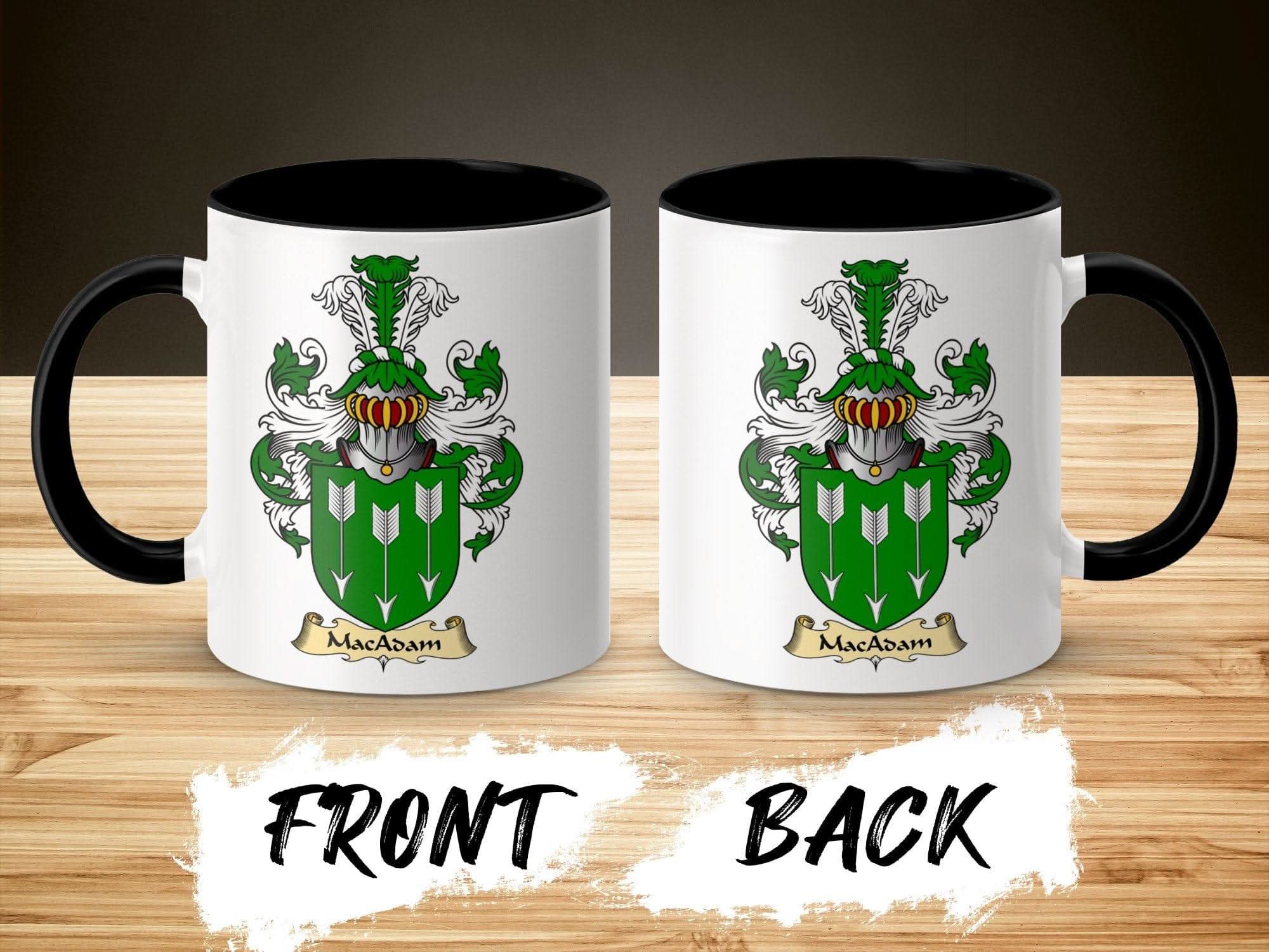 MacAdam Family Crest Green Shield Accent Mug - Celtic Ancestry Gifts