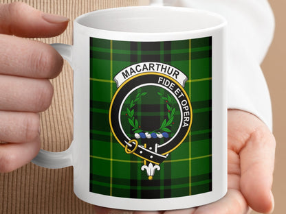 Physical Item Macarthur Clan Scottish Tartan Crest Mug