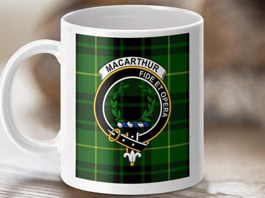 Physical Item Macarthur Clan Scottish Tartan Crest Mug